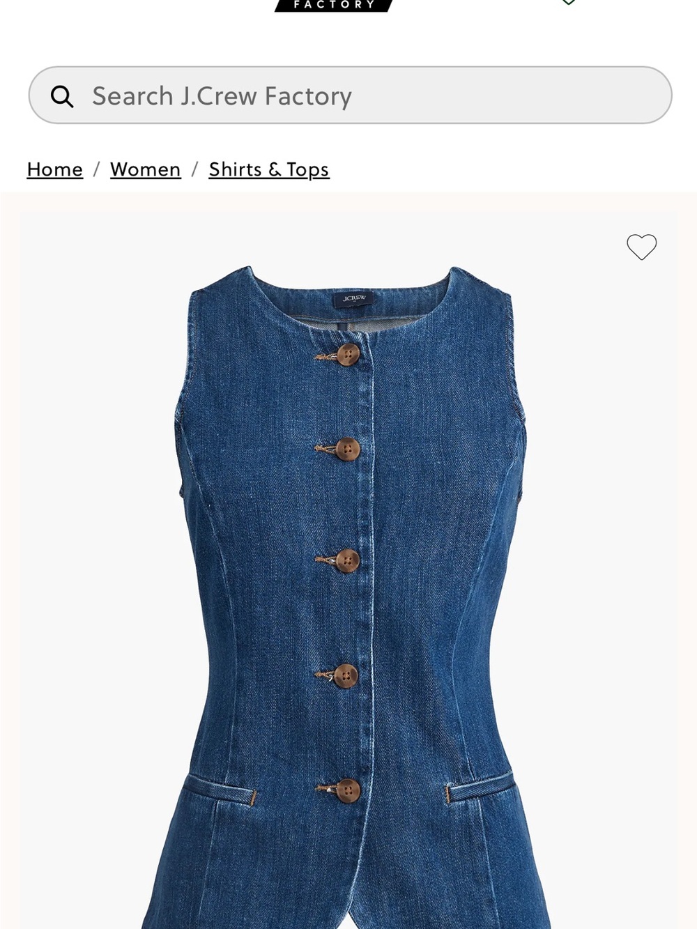 J Crew Factory Denim Vest
